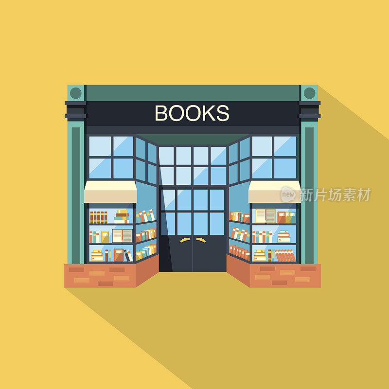 Bookstore. Store building in flat design style